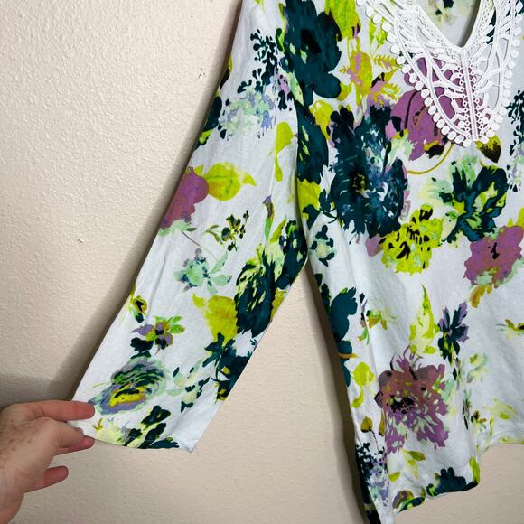 Premise Linen Blend Floral Print Tunic Large - Picture 3 of 10